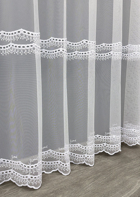 Тюль VR-Textil 1822т Грек-сетка с вышивкой и люрексом цвет Белый 300х270 см (42-0806) Киев - изображение 7