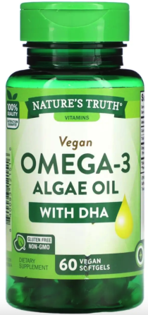Омега-3 из масла из водорослей с ДГК Nature's Truth Vegan Omega-3 Algae Oil 60 вес гел капс Киев