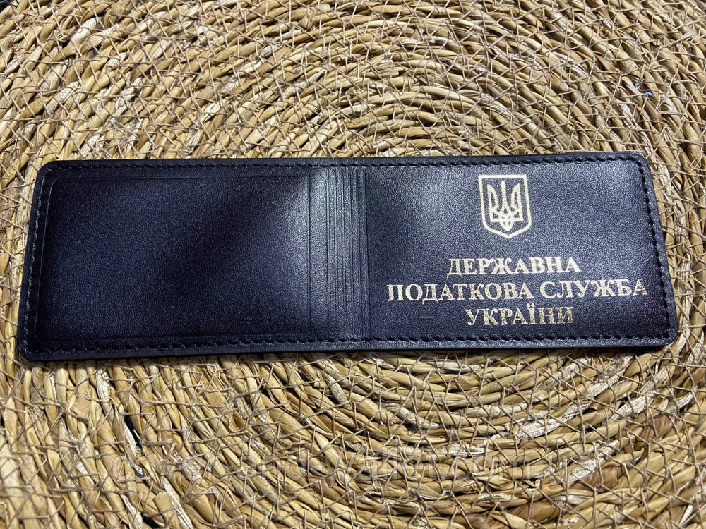 Чорна шкіряна обкладинка на посвідчення "Державна податкова служба України" Київ - фото 3