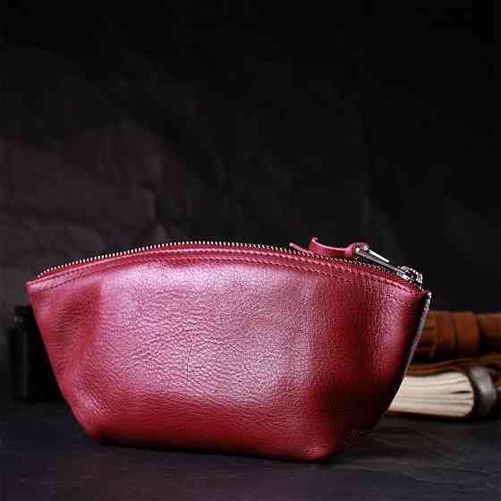 Зручна жіноча шкіряна косметичка GRANDE PELLE 16792 Бордовий Київ