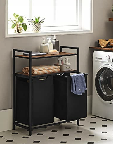 Кошик для білизни Leobert Costway 92 л з 2 полицями в стилі Loft Київ - фото 5