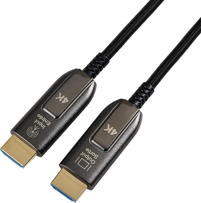 Кабель HDMI 10м черный волоконно-оптический плетеный 4K 60Гц 18 Гбит Ethernet ARC совместим с телевизором и Киев - изображение 1