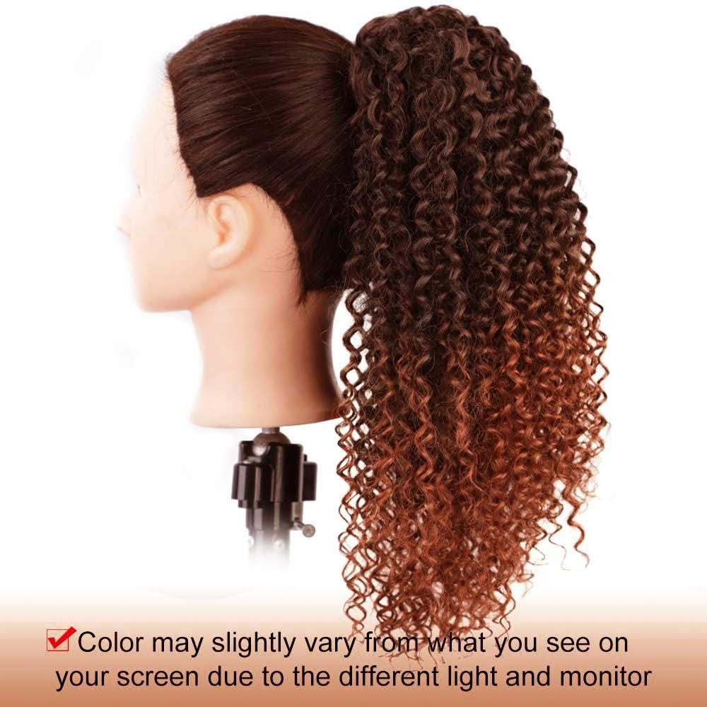 Хвіст накладний кучерявий афро 40 см каштановий з мідно-рудим омбре, шиньйон з шнурком, штучне синтетичне волосся Київ - фото 2