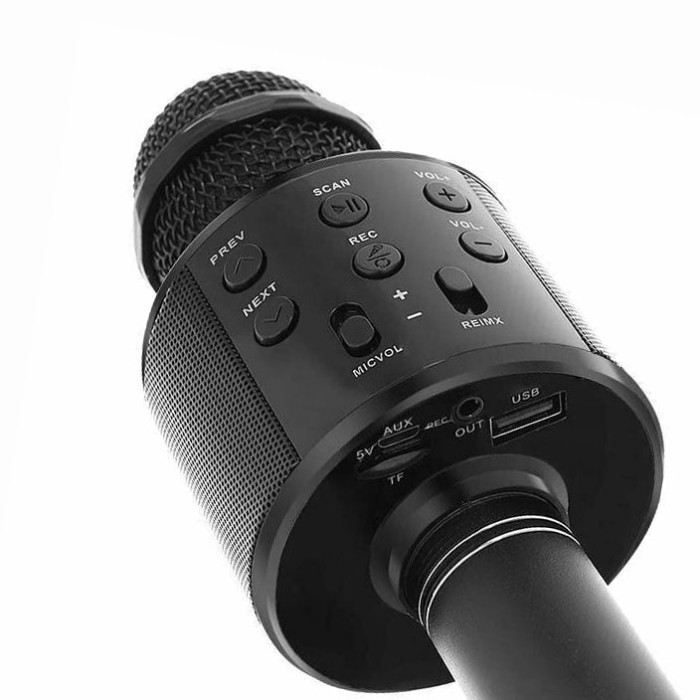 Мікрофон караоке бездротовий WS-858 WSTER BLACK з Bluetooth, динаміками та функцією запису пісень Одеса - фото 4