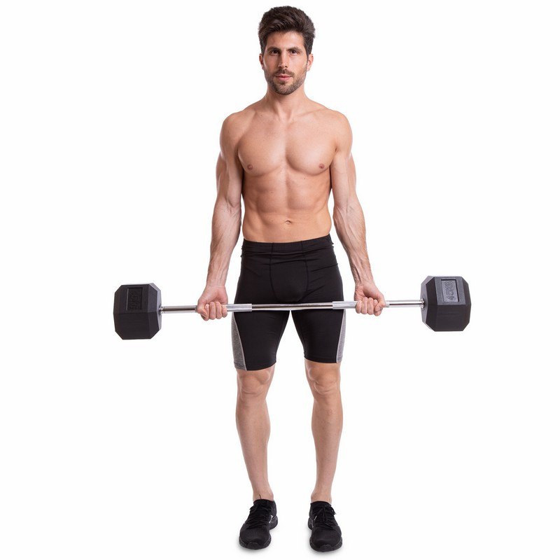 Штанга фіксована пряма гумова Record 6230-45 довжина 95 см 45 кг Київ - фото 7