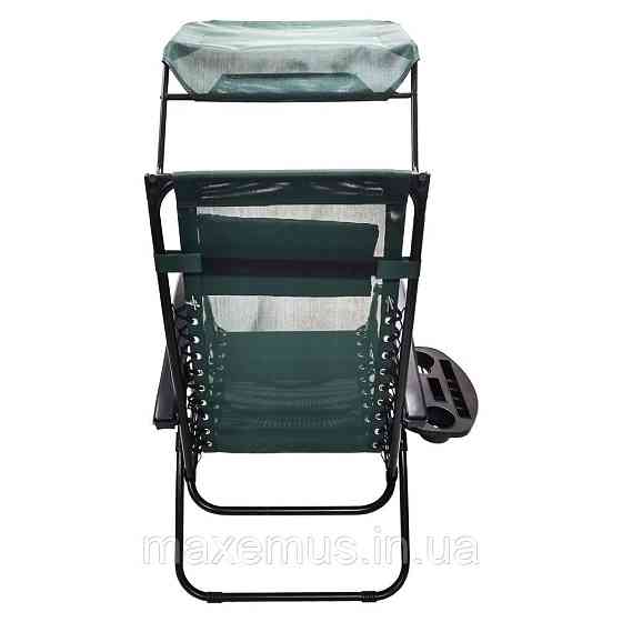 Шезлонг лежак раскладной с козырьком садовое кресло Bonro SP-167A для сада и дома отдыха на природе зеленый Мостиска