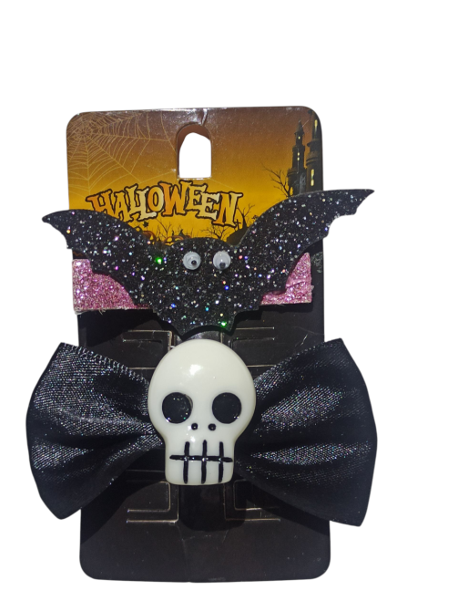 Набір 2 шпильки Кажан і бантик з черепом на Хелловін чорний Київ - фото 4