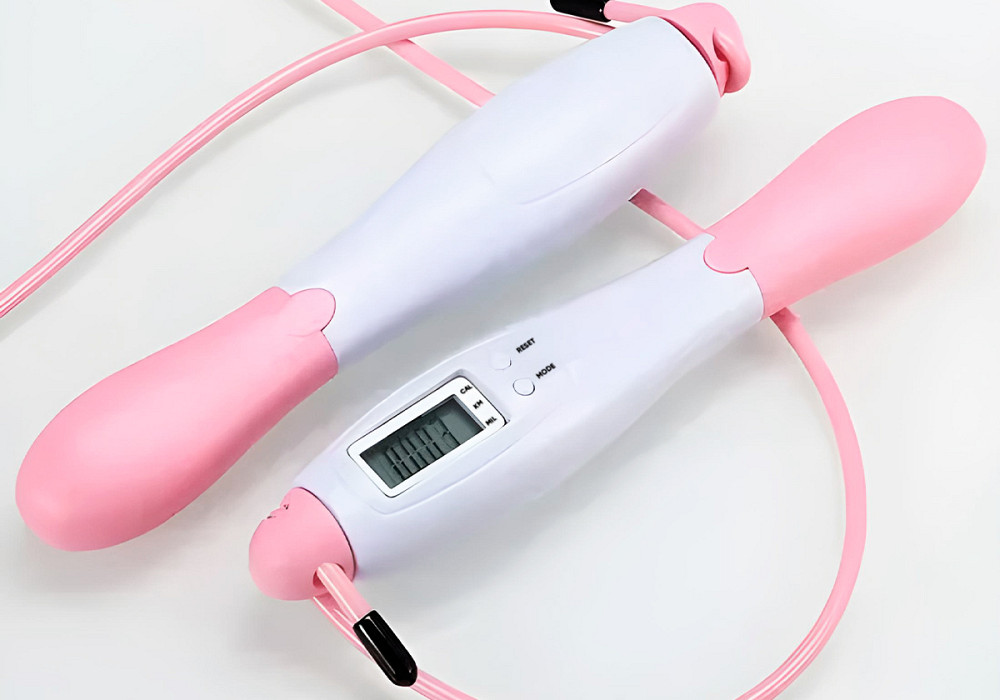 Швидкісна скакалка з лічильником EasyFit білий-рожевий Коломия - фото 3