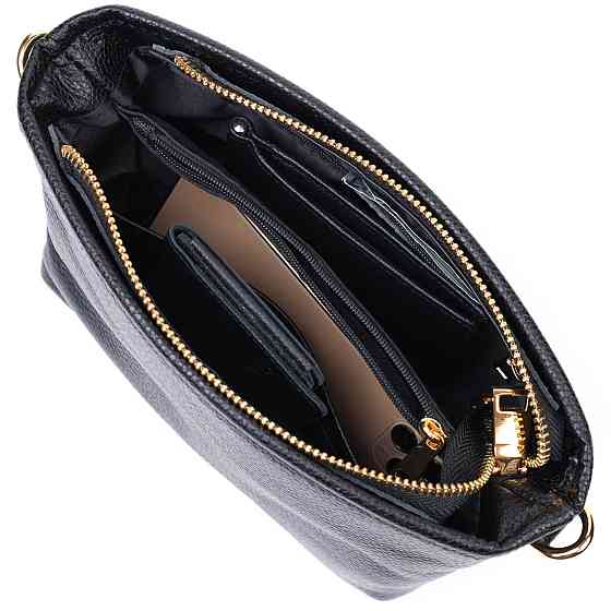 Невелика сумка на плече з натуральної шкіри Чорна (Vintage) Київ