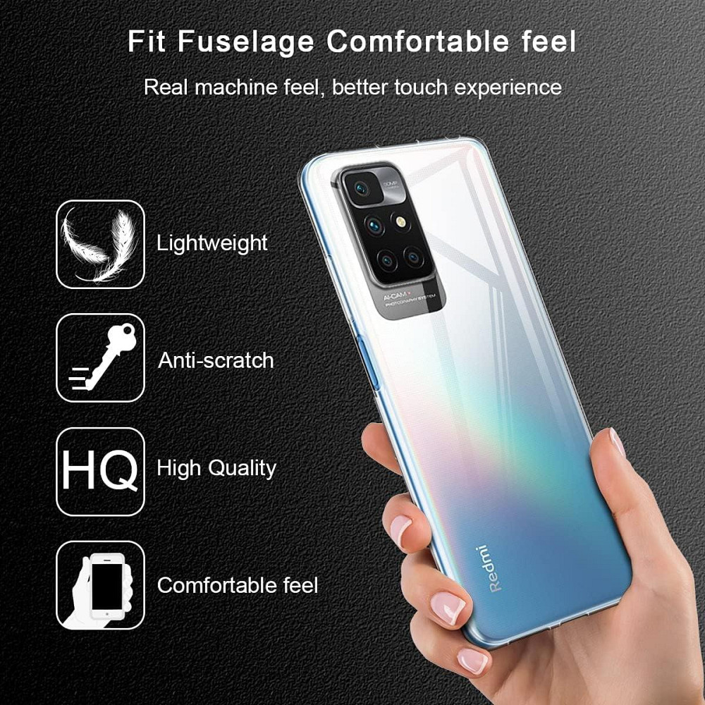 Прозрачный силиконовый чехол TPU для Xiaomi Redmi 10 мягкий тонкий с приподнятым краем для защиты камеры и Киев - изображение 4