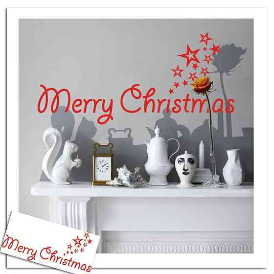 Новорічні наклейки на вікна Merry Christmas 57 на 27 см червоний Київ