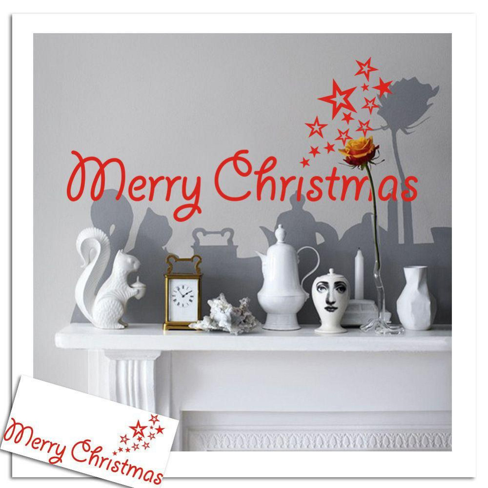 Новорічні наклейки на вікна Merry Christmas 57 на 27 см червоний Київ - фото 4