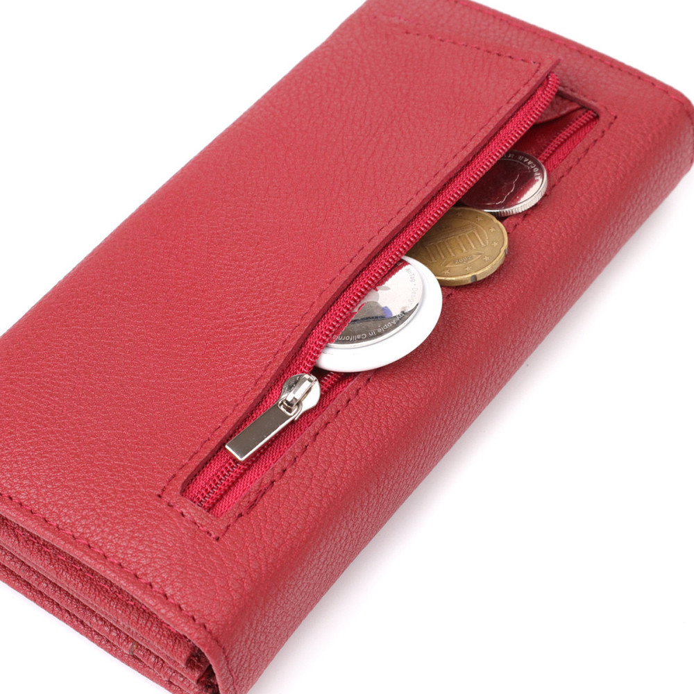 Яркий вертикальный кошелек из натуральной кожи ST Leather 23087 Красный Киев - изображение 3