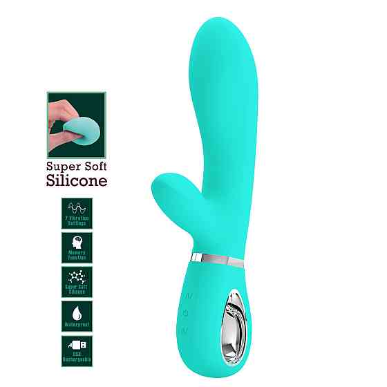 Вибратор с мягкой головкой и клиторальной стимуляцией Pretty Love - Thomas USB Green, BI-014621-3 Sex Aura Киев