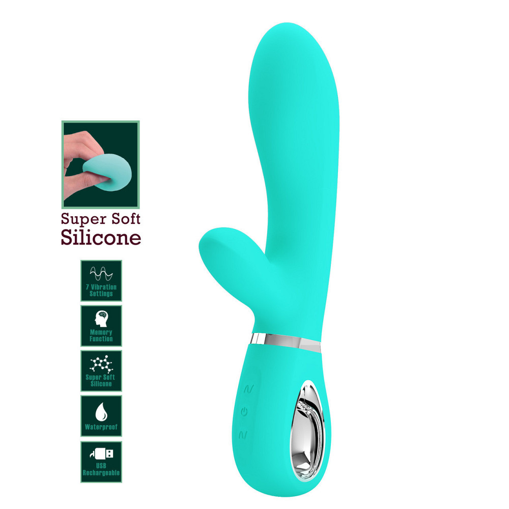 Вибратор с мягкой головкой и клиторальной стимуляцией Pretty Love - Thomas USB Green, BI-014621-3 Sex Aura Киев - изображение 2