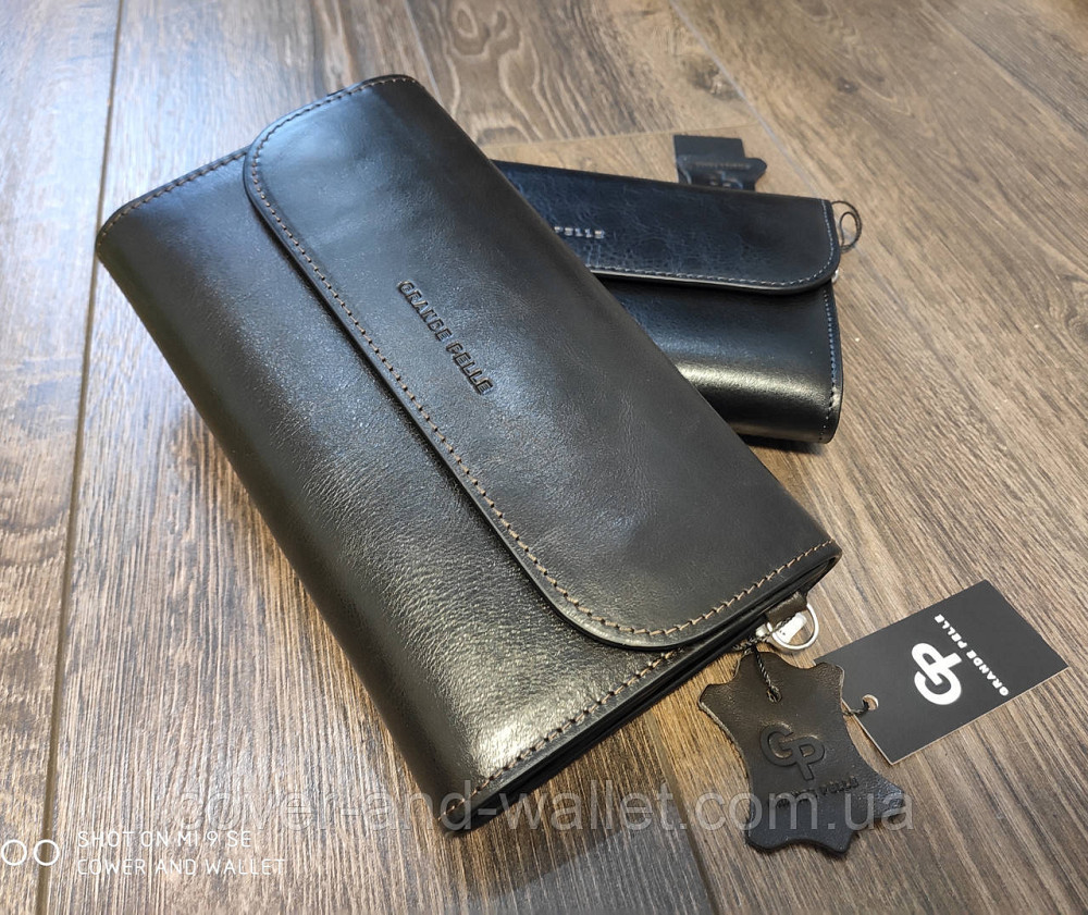 Коричневий чоловічий клатч із гладкої шкіри на магнітній фіксації Grande Pelle Practico Київ - фото 1