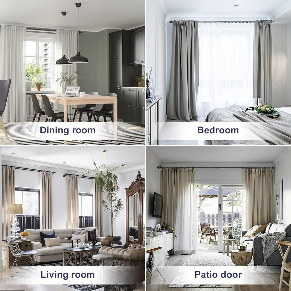 Дворядний карниз FLY HAWK 73-162 см, регульований, з фланцевими наконечниками, матовий чорний, з нержавіючої сталі Київ - фото 7