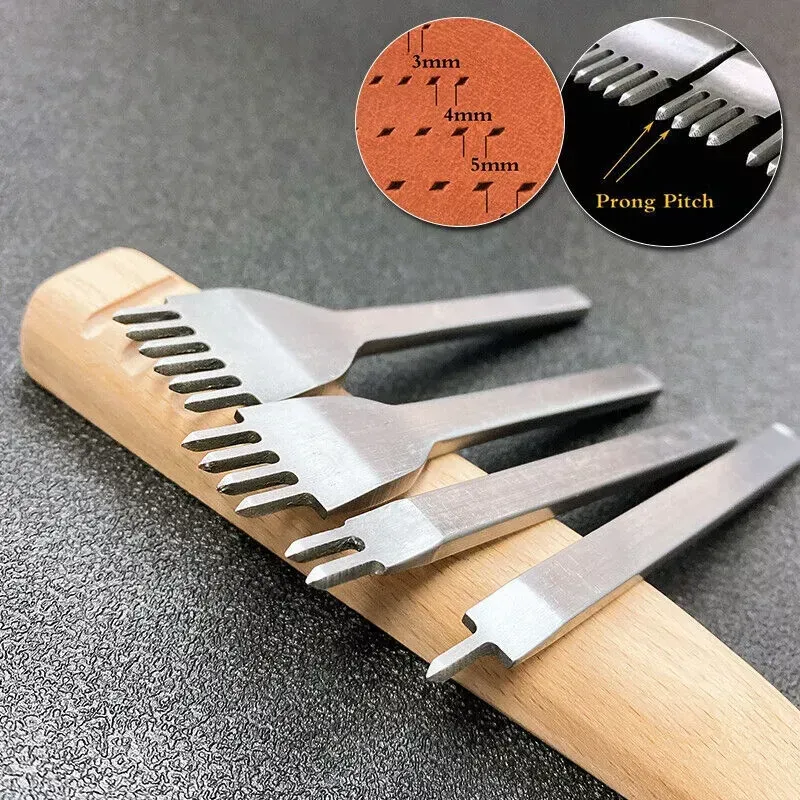 Набор пробойников для кожи 4 шт ромбовидных рядных 1+2+4+6 зубцов с шагом 4 мм Киев - изображение 4