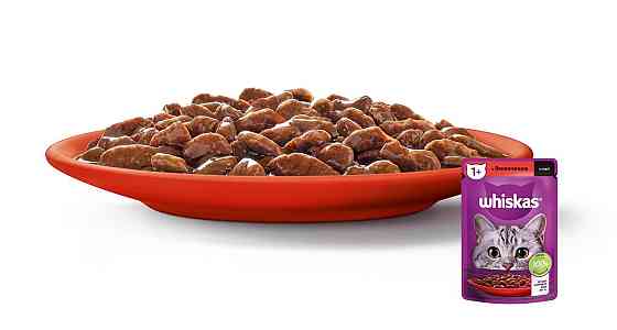 Вологий корм Whiskas (Віскас) з яловичиною в соусі для дорослих котів 85 г Вінниця