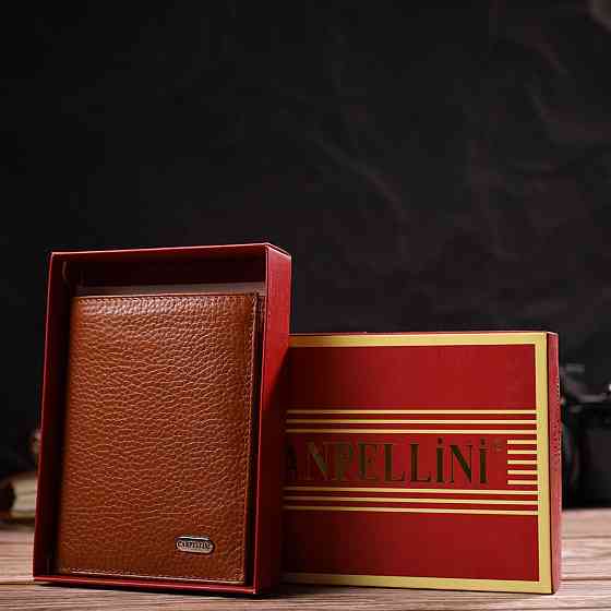 Стильный мужской кошелек вертикального формата из натуральной кожи CANPELLINI 21754 Рыжий Киев