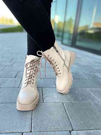 Egga Черевики жіночі EGGA бежеві натуральна шкіра висота 17см ( -118) 37р.39р.40р. Коломыя