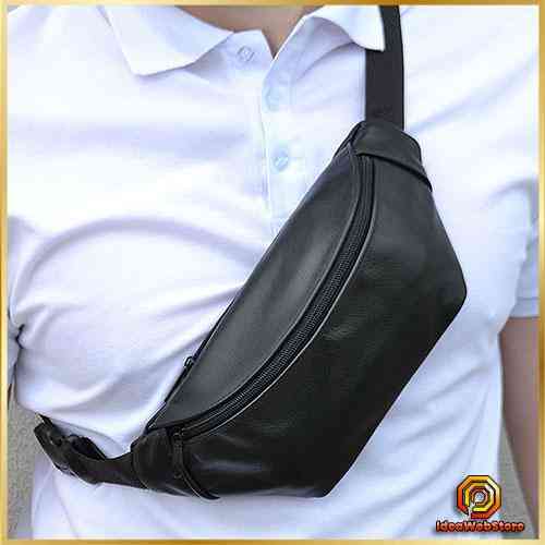 Сумка на пояс мужская бананка кожаная поясная из натуральной кожи кожа черная Киев