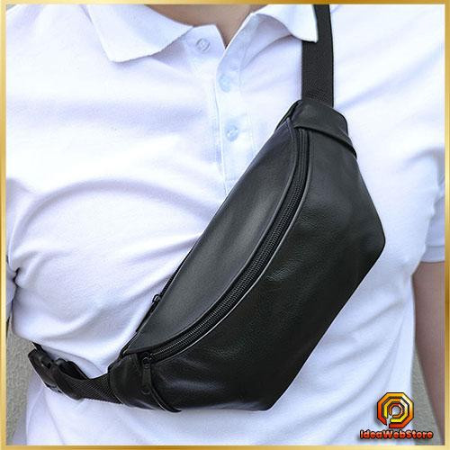 Сумка на пояс мужская бананка кожаная поясная из натуральной кожи кожа черная Киев - изображение 1