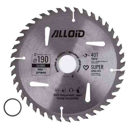 Диск пиляльний по дереву з твердосплавними напайками 190х30/25,4мм, 40 зубів Alloid Одеса