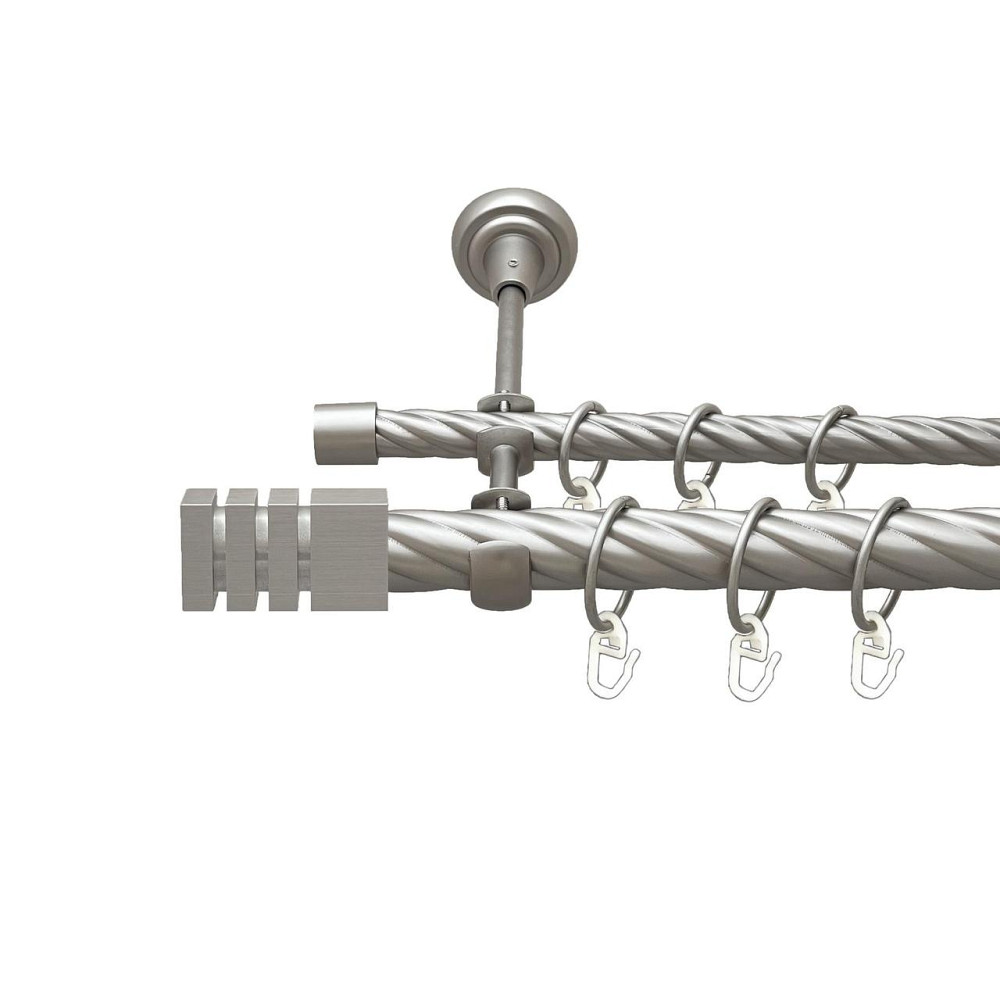 Карниз Orvit Акорда металевий дворядний відкритий скручена труба кільце металеве Сатин 25\16 мм 300 см Львов - изображение 1