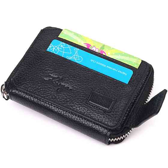 Красивый женский кошелек на молнии из натуральной кожи KARYA 21343 Черный Киев