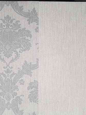 Обои виниловые на флизелине Rasch Ornament 1.06х10 однотонные структурные тонкая полоса серые с зеленым 973242 Киев