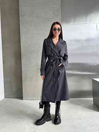 Жіночий трендовий стильний тренч  щільний котон-парка Графіт Одеса