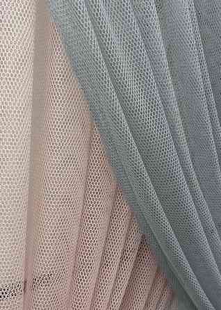 Кухонные шторки VR-Textil № 101к с подвязками Пудровый с серым 330х170 см (52-1216) Киев