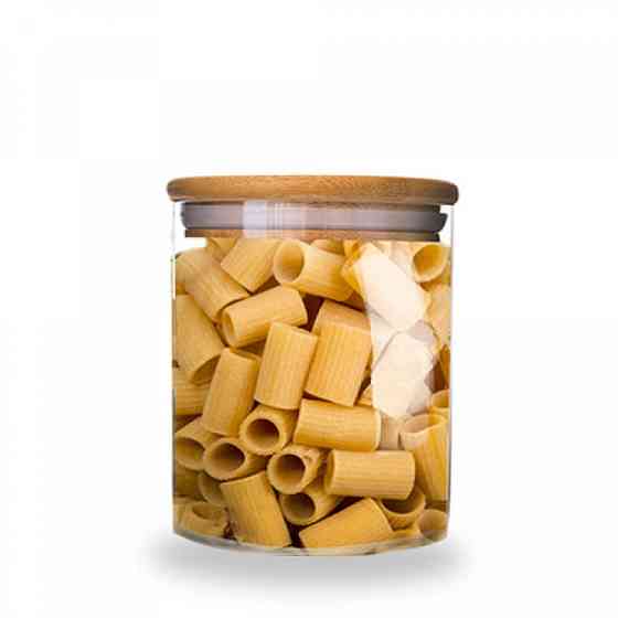 Банка стеклянная с деревянной крышкой для хранения сыпучих круп и макарон 620мл Винница