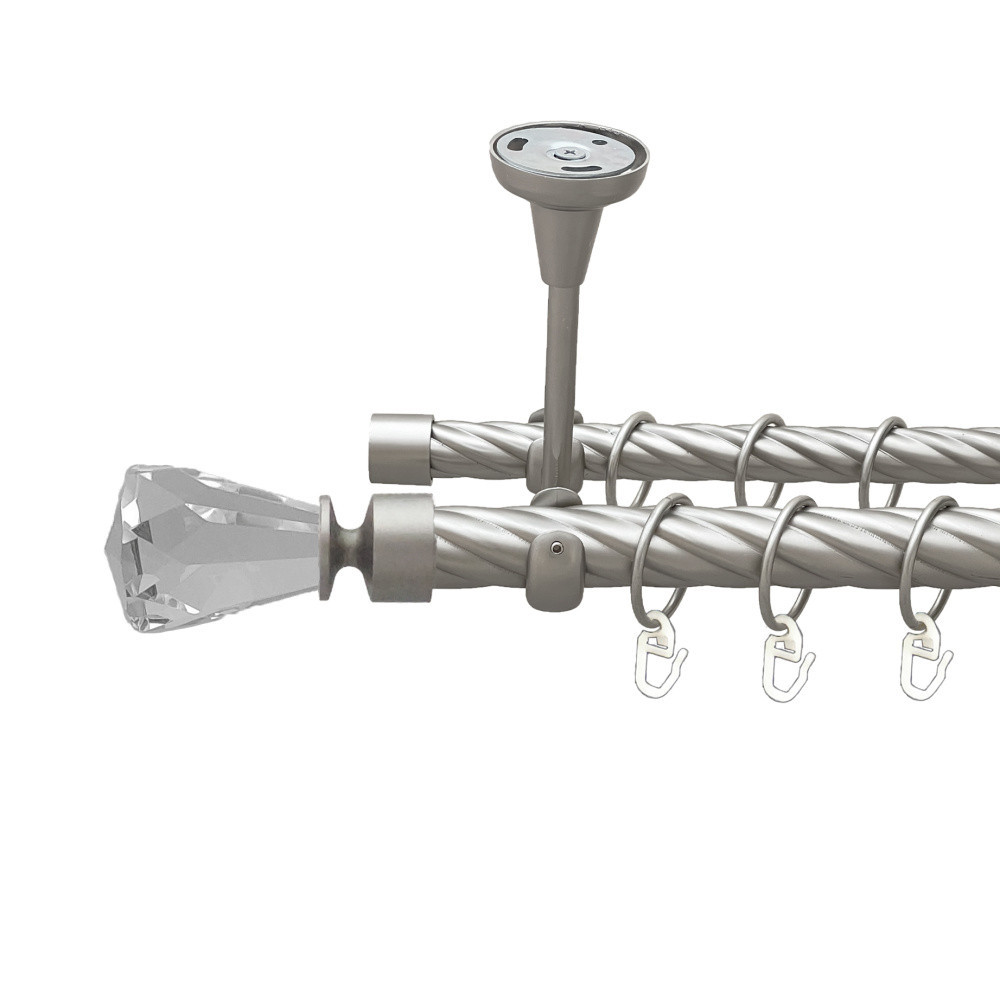 Карниз Orvit Лучетта металевий дворядний відкритий до стелі скручена труба кільце металеве Сатин 25\19 мм 300 см (00-00024229) Львів - фото 1