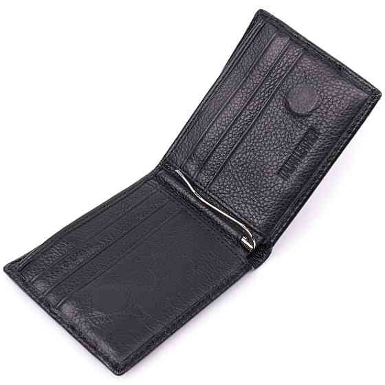 Отличный зажим из натуральной кожи ST Leather 22475 Черный Киев