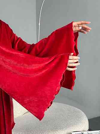 Жіночий домашній велюровий міні халат плюш велюр Червоний, 48/52 Одеса
