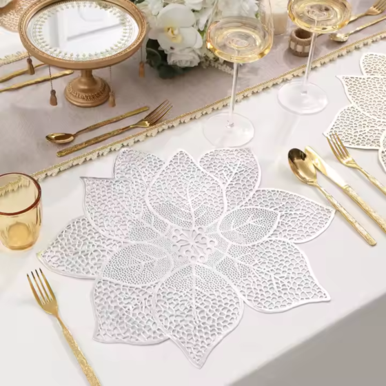 Сервірувальна серветка під гаряче ажурна, килимок сервірувальний килимок сріблястий набір 2 шт Кам'янець-Подільський