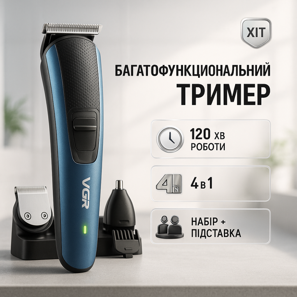 Професійна машинка для стрижки волосся з насадками VGR, Надійна машинка для стрижки HY-71 Київ - фото 16