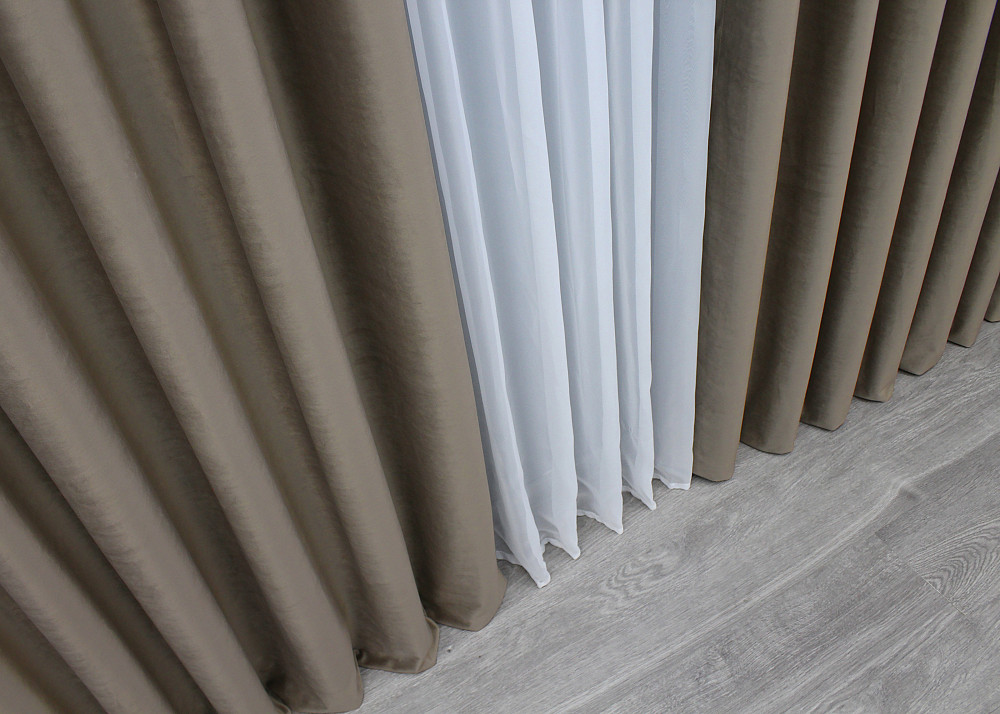 Шторна тканина оксамит (бархат) висота 3м колір какао 1589ш Київ - фото 4