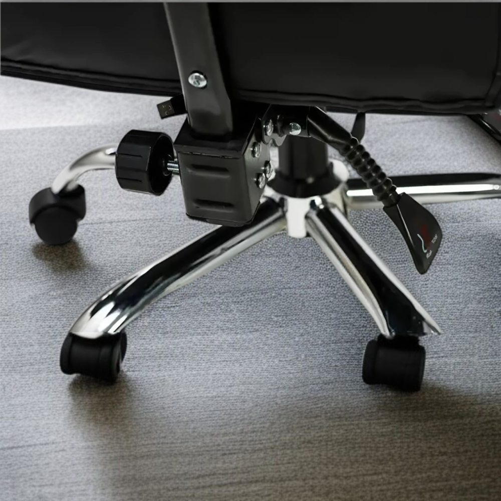 Крісло офісне ортопедичне чорного кольору поворотне ,міцне комп'ютерне з еко шкіри і підставкою для ніг до 120 кг Львів - фото 7