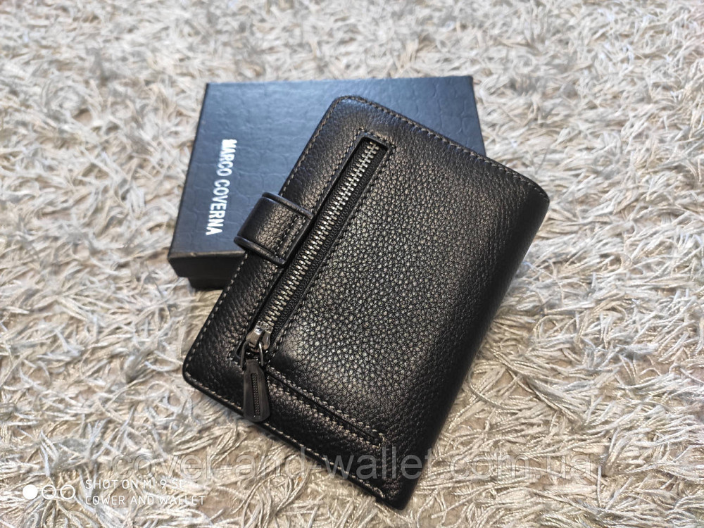 Маленький кожаный кошелек на много карт черного цвета Marco Coverna Киев - изображение 10