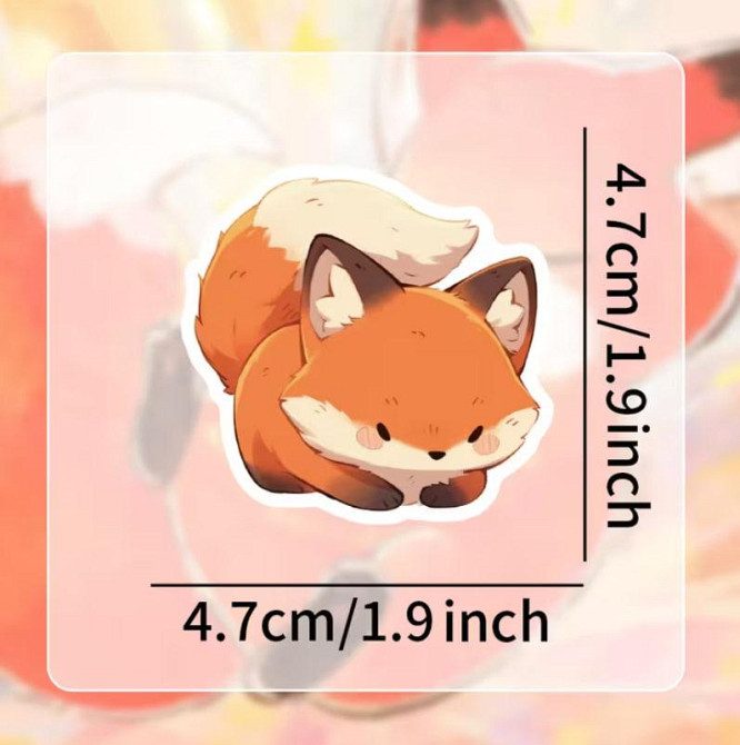 Набір наклейок (стикерів) милі лисиці (50 шт.), стікерпак лис / лисиця Київ - фото 4
