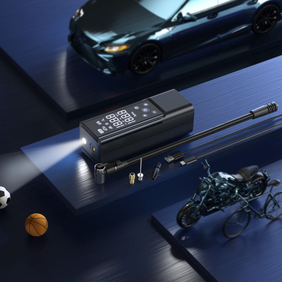 Портативний автомобільний насос HOCO ZP7 Maddy чорний Київ