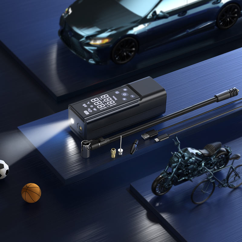 Портативний автомобільний насос HOCO ZP7 Maddy чорний Київ - фото 3