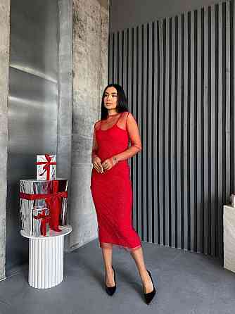 Жіноча елегантна вечірня міді-сукня віскоза та сітка блискітка Одеса