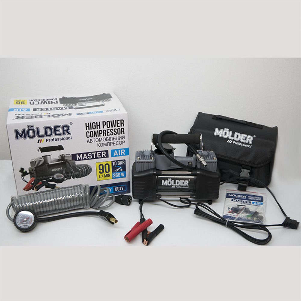 Компрессор автомобильный Molder 12В, 10 Атм, 90 л/мин с зажимами АКБ MA25200 Киев - изображение 1