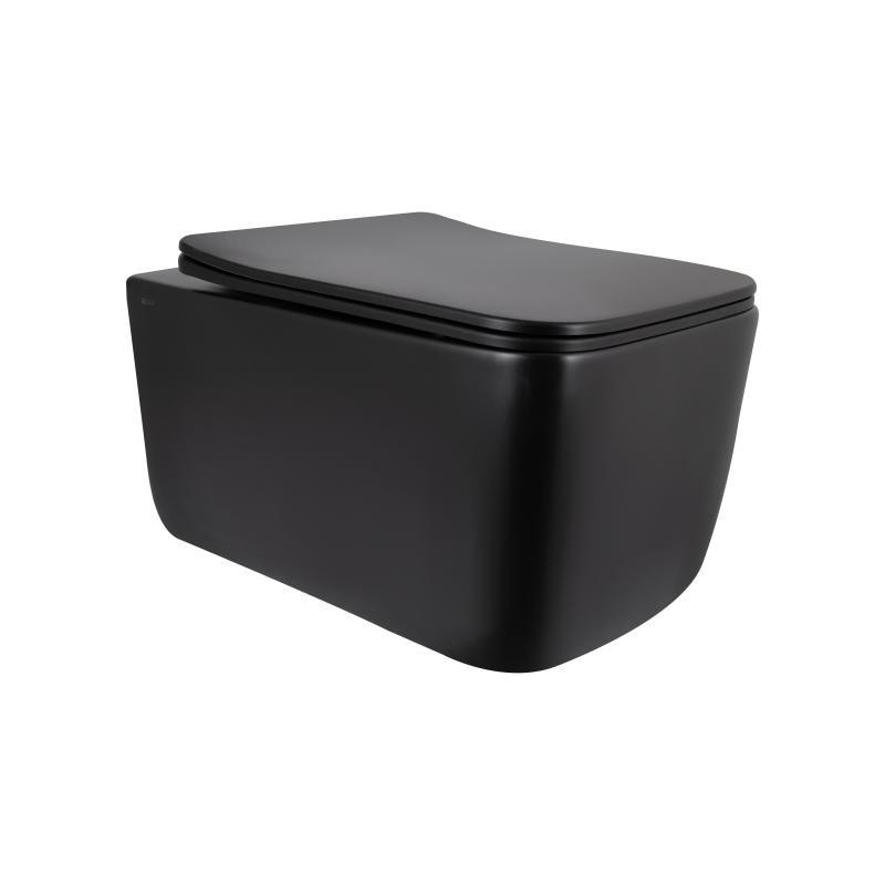 Унітаз підвісний Qtap Gemini Ultra Quiet 485×340×350 мм, Matt Black, із сидінням Slim Duroplast/Soft-close/Quick Release Київ - фото 1