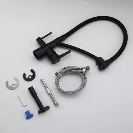 Змішувач для кухні під фільтр GAPPO G4398-16 з гнучким виливом, чорний Київ