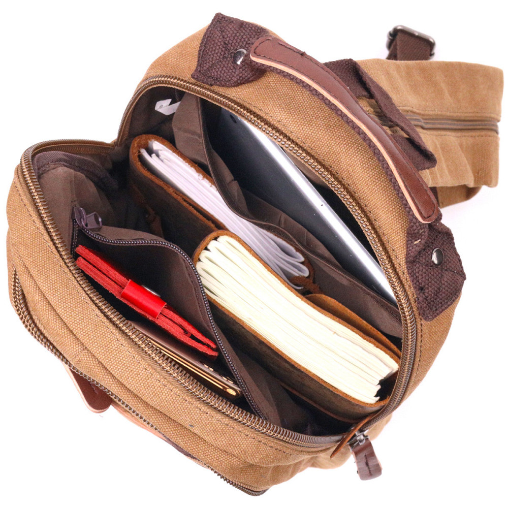 Удобный рюкзак из текстиля Коричневый (Vintage) Киев - изображение 1